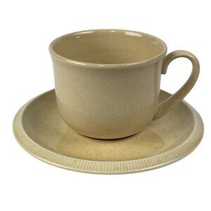 Vintage Franciscan Sea Sculpture Sand Cup and Saucer Tan Beige USA B